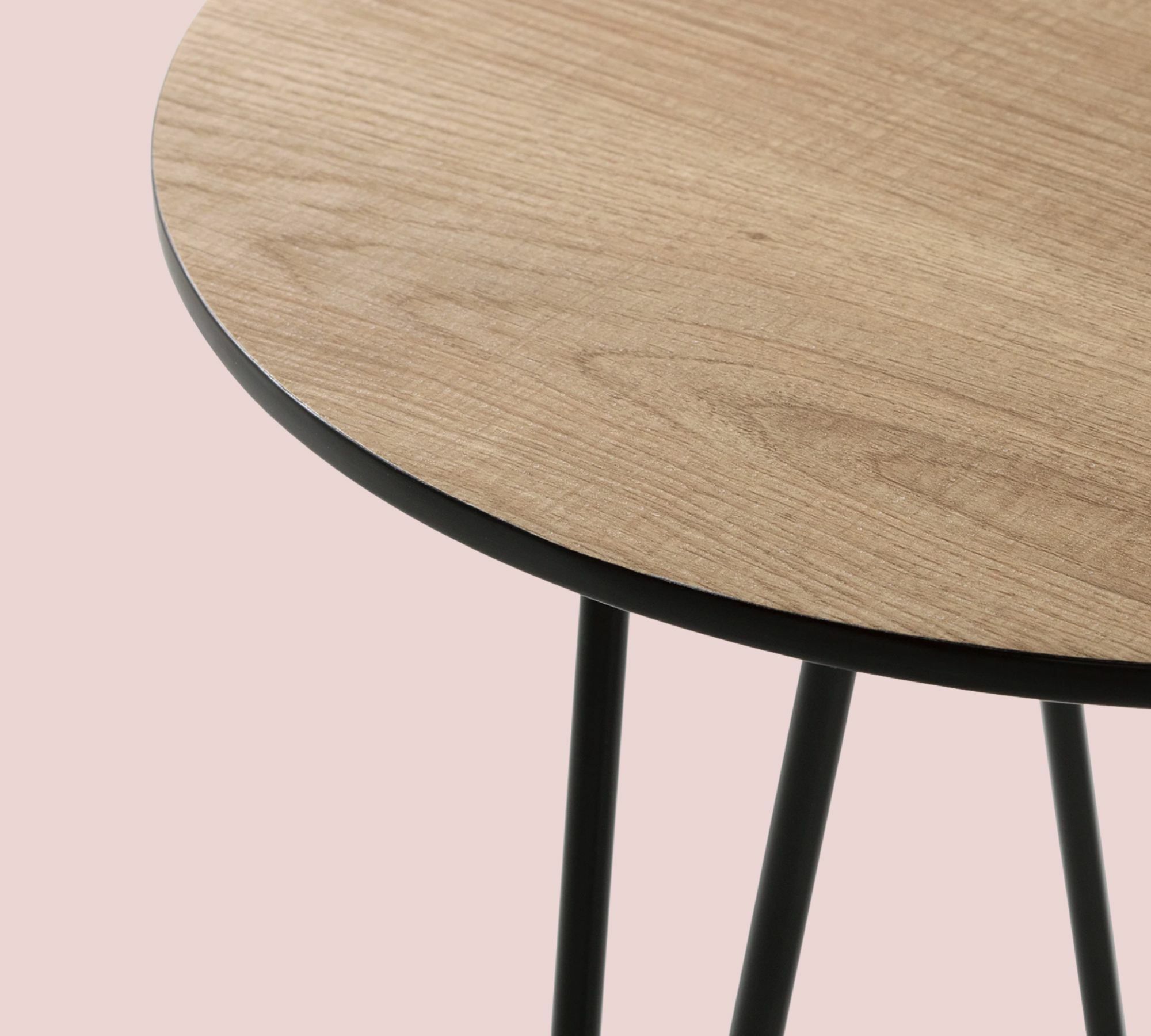 Round side table Oak decor Brown Black 3