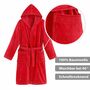 Unisex Bademantel Baumwolle mit Kapuze Rot Large 3