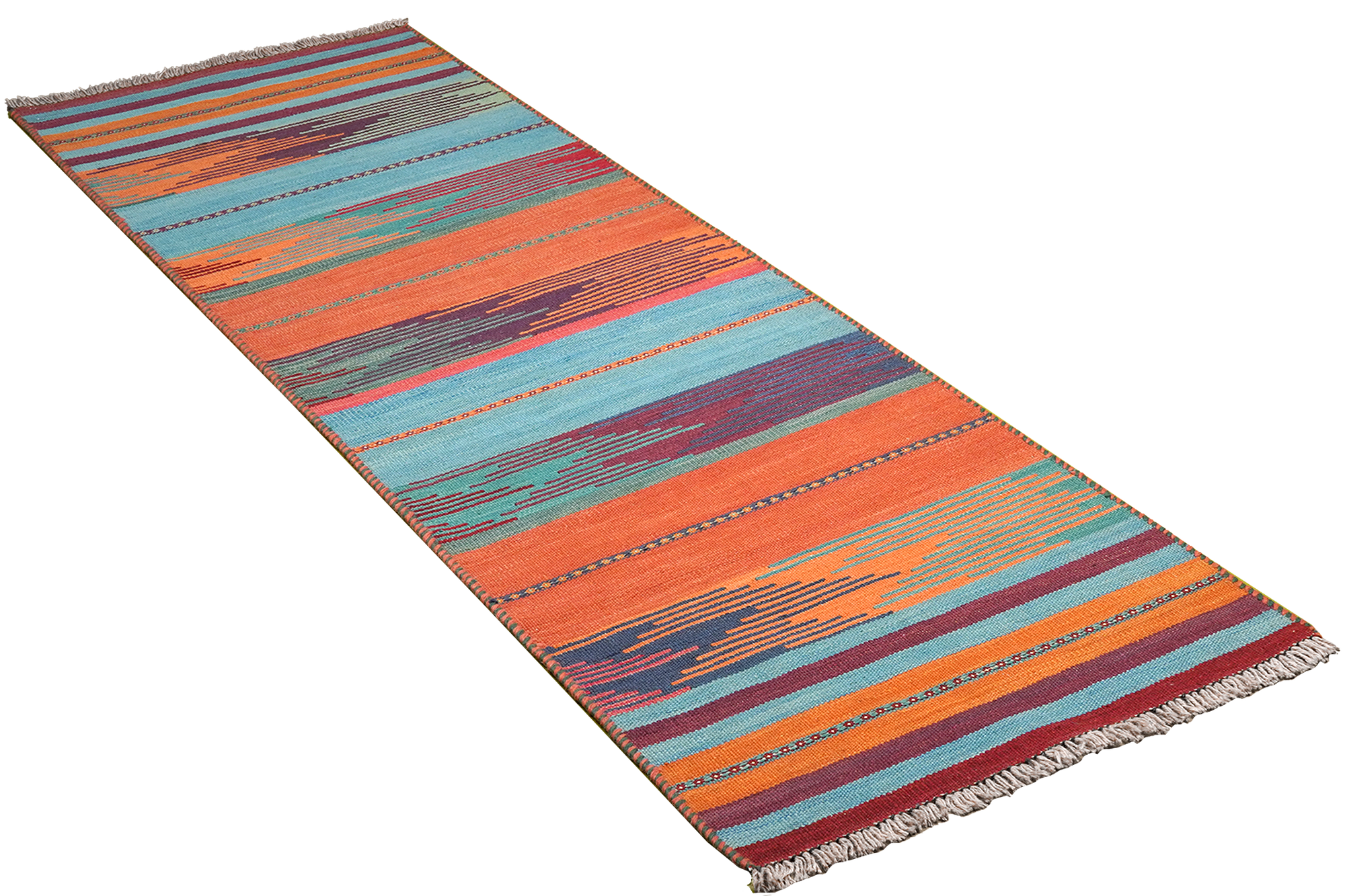 Kilim Gashgai Teppich Orange Blau 2