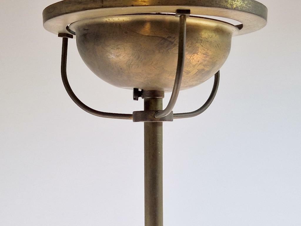 Vintage Pendelleuchte Glas Kupfer 1950er Jahre 4