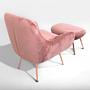 Moby Sessel und Hocker Chrom Samt Rosa 3