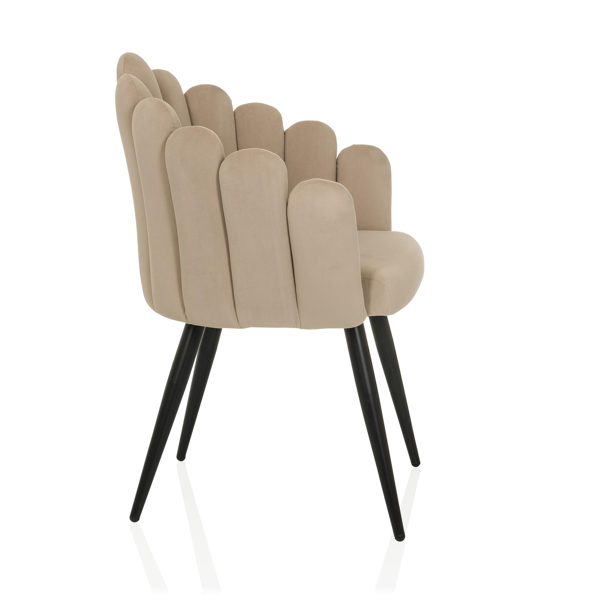 SCALLORE Dining chair in shell shape velvet light brown 8