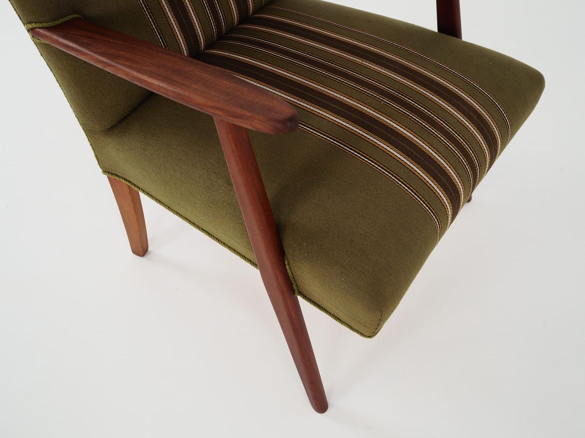 Vintage chair teak wood textile green 1960s 10