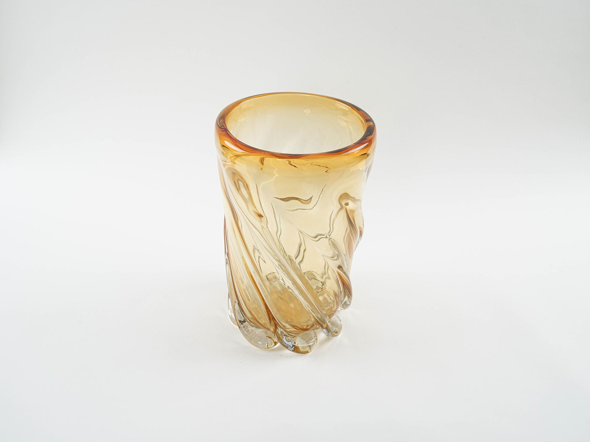 Decorative glass vase Yellow 1960s 5