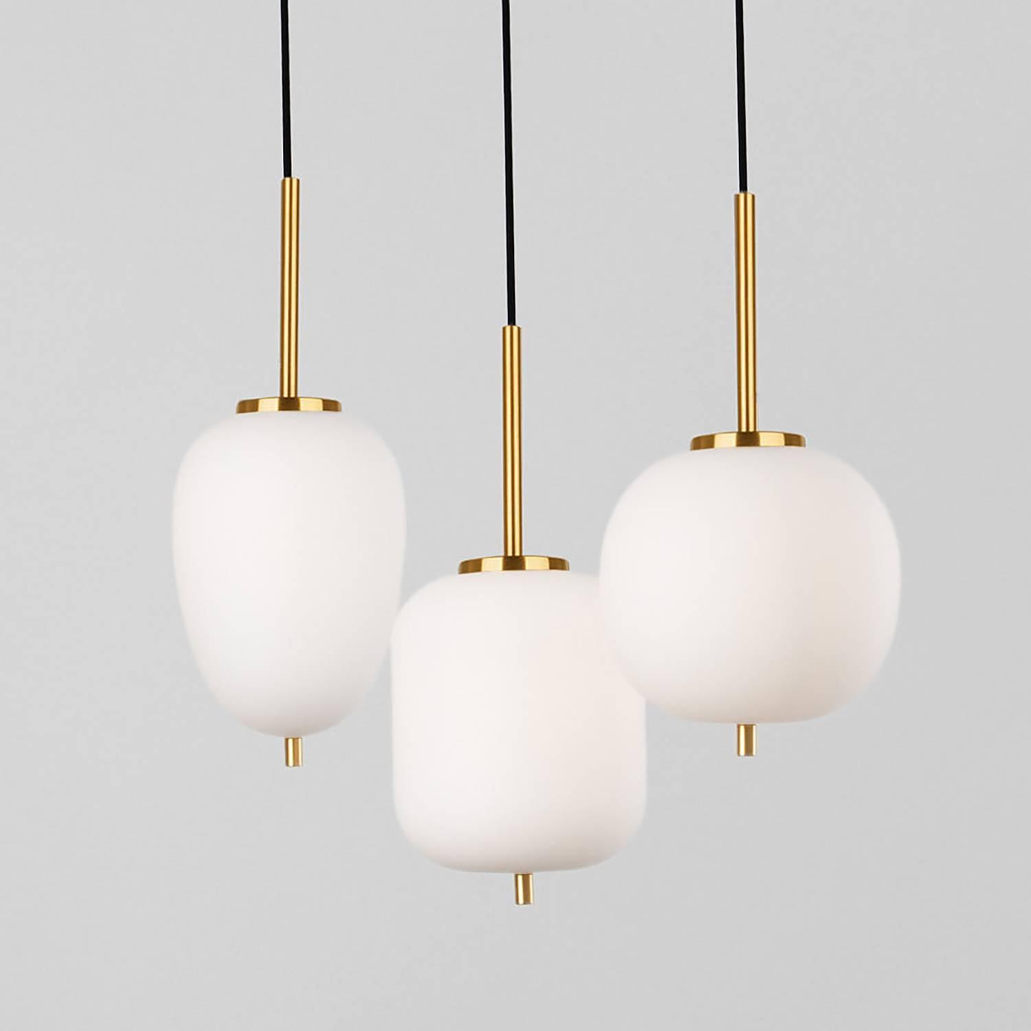 Lato Type E Pendant Light Opal Glass Gold 0