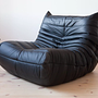 Togo Divano angolare, Pouf & 2x Poltrone Pelle Madras Nero 4