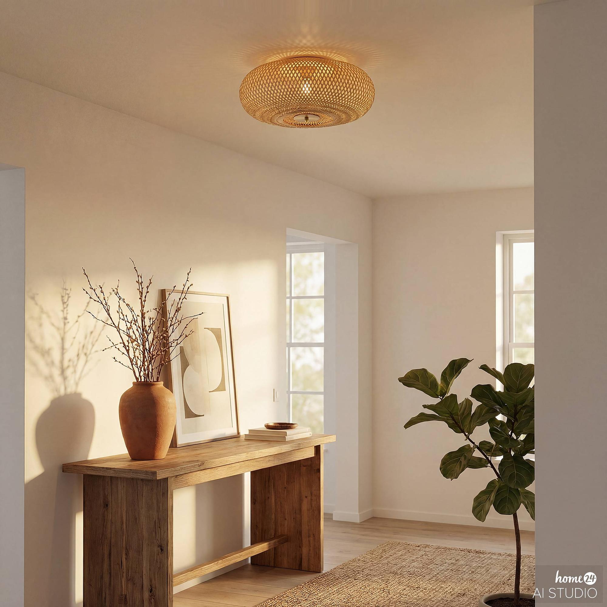 Zelux Deckenleuchte 1-flammig Bambus Eisen 2