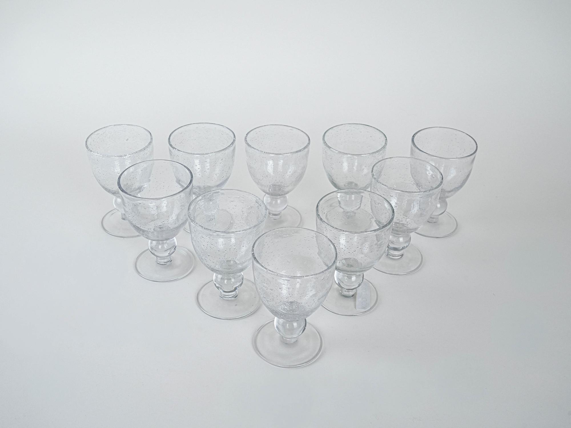 Champagne glass set with bubbles transparent 1970s 3