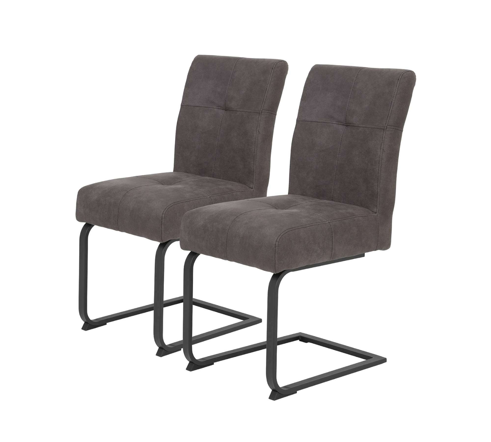 2 x Freischwinger Microfaser Stahl Vintage Schwarz 0