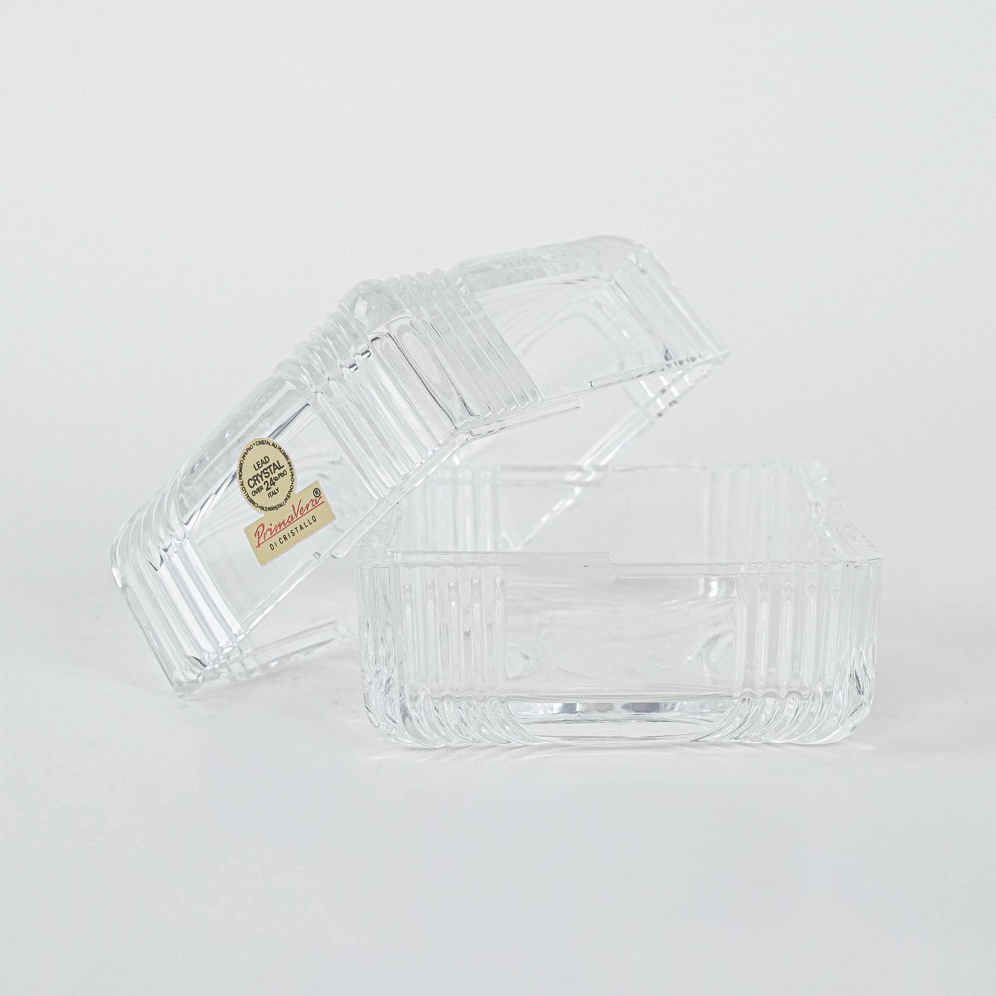 Crystal box lead glass transparent 1970s 1