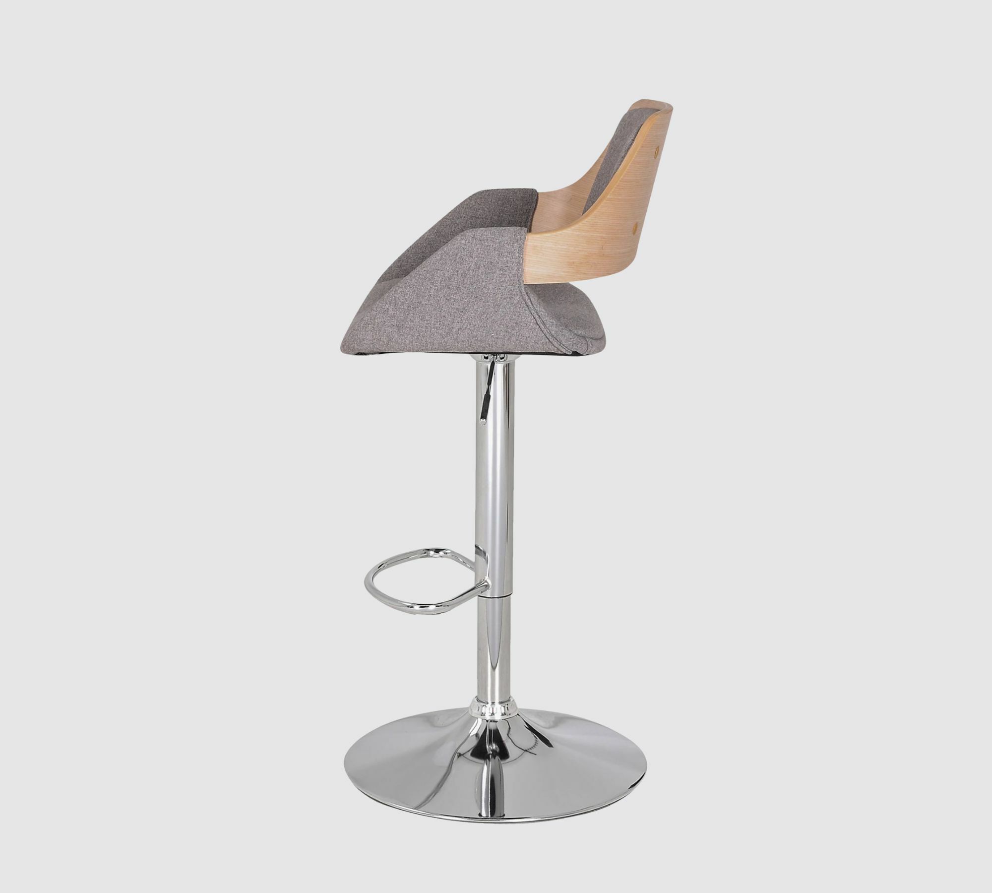 Bar stool veneer and fabric grey 3