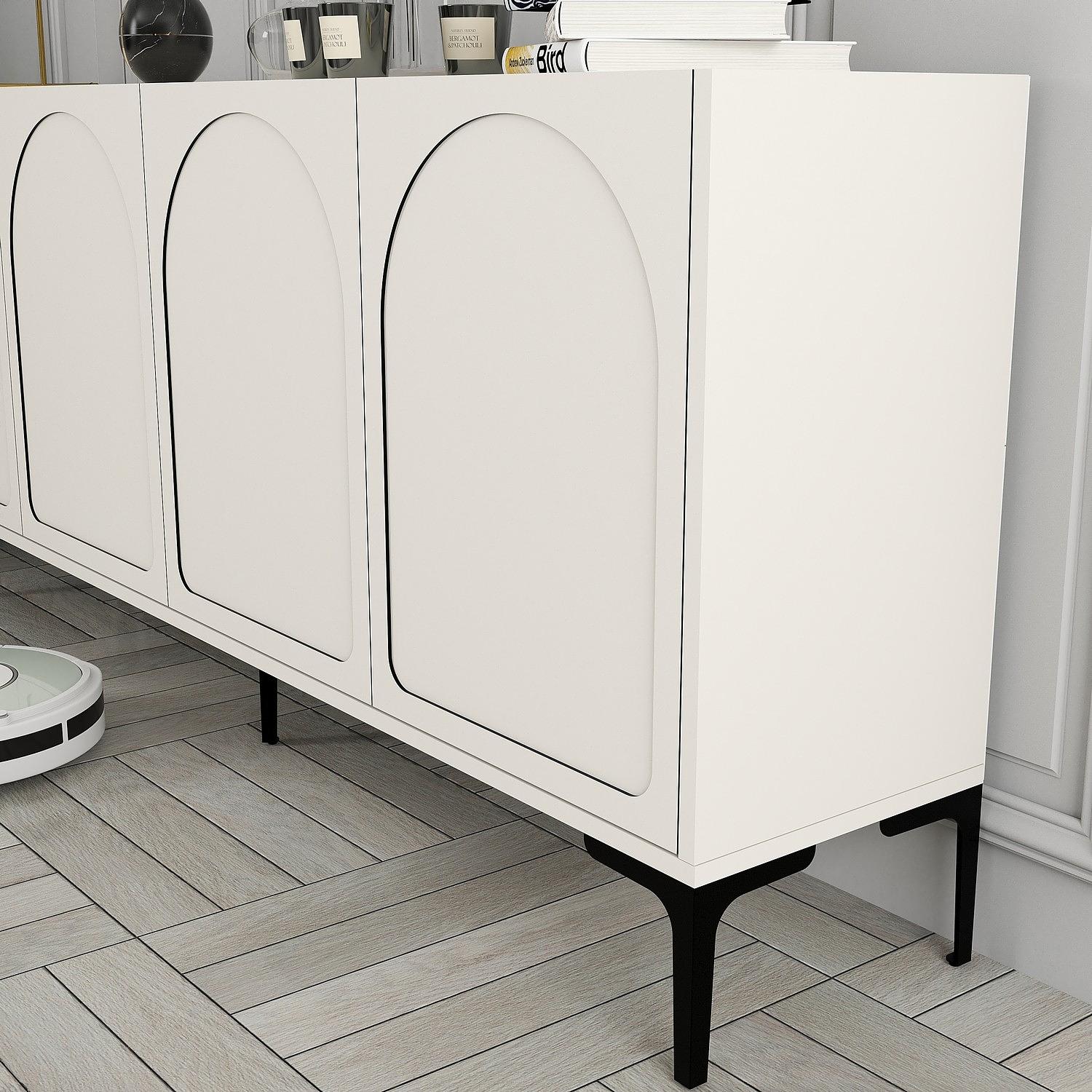 Lyon 79 Consolle Impiallacciatura di legno Crema Nero 4