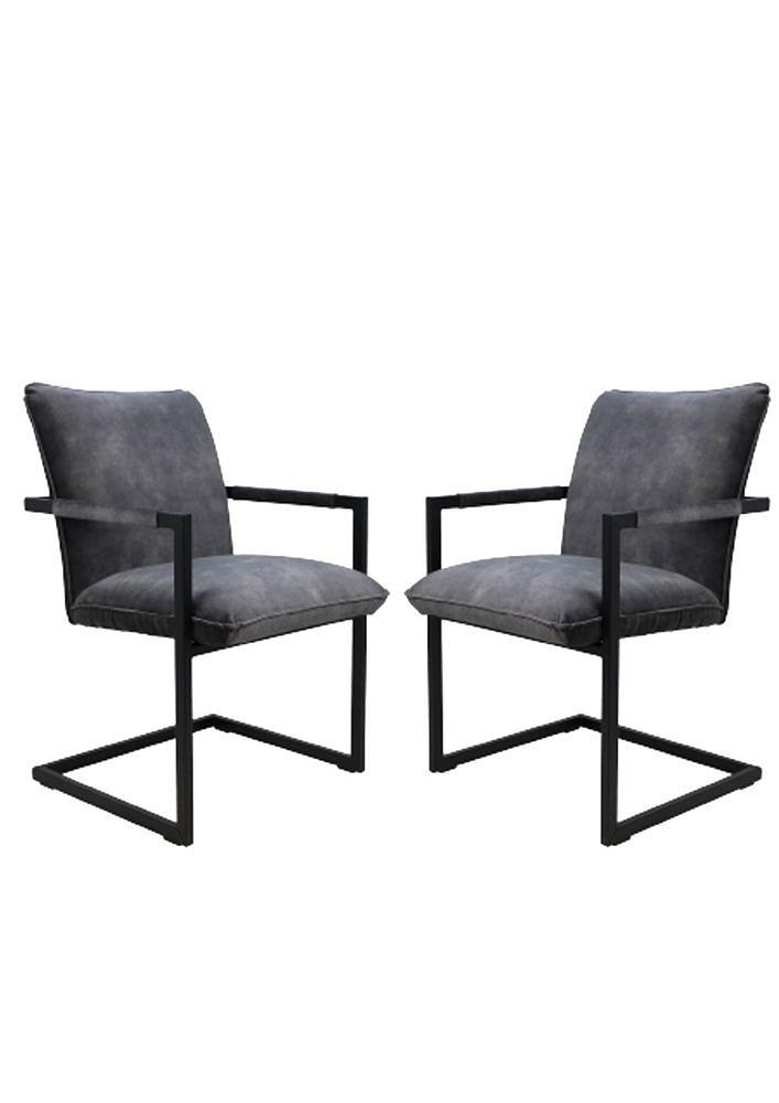 2x Boston Esszimmerstuhl Textil Metall Dunkelgrau 0