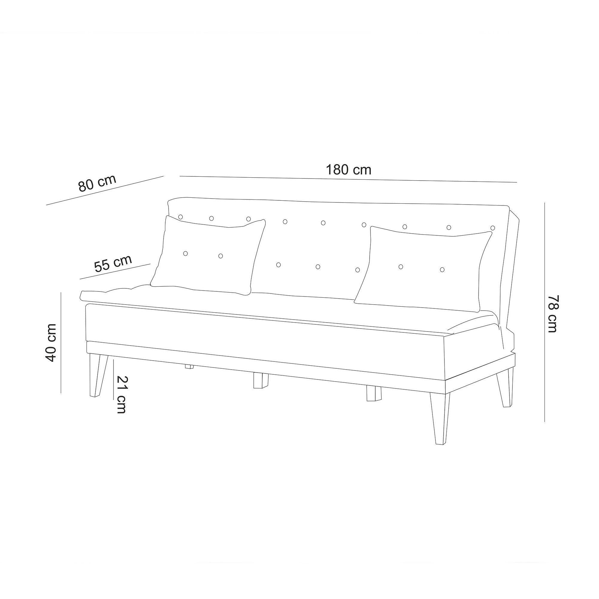 Fuoco Schlafsofa 3-Sitzer Holz Dunkelblau 7