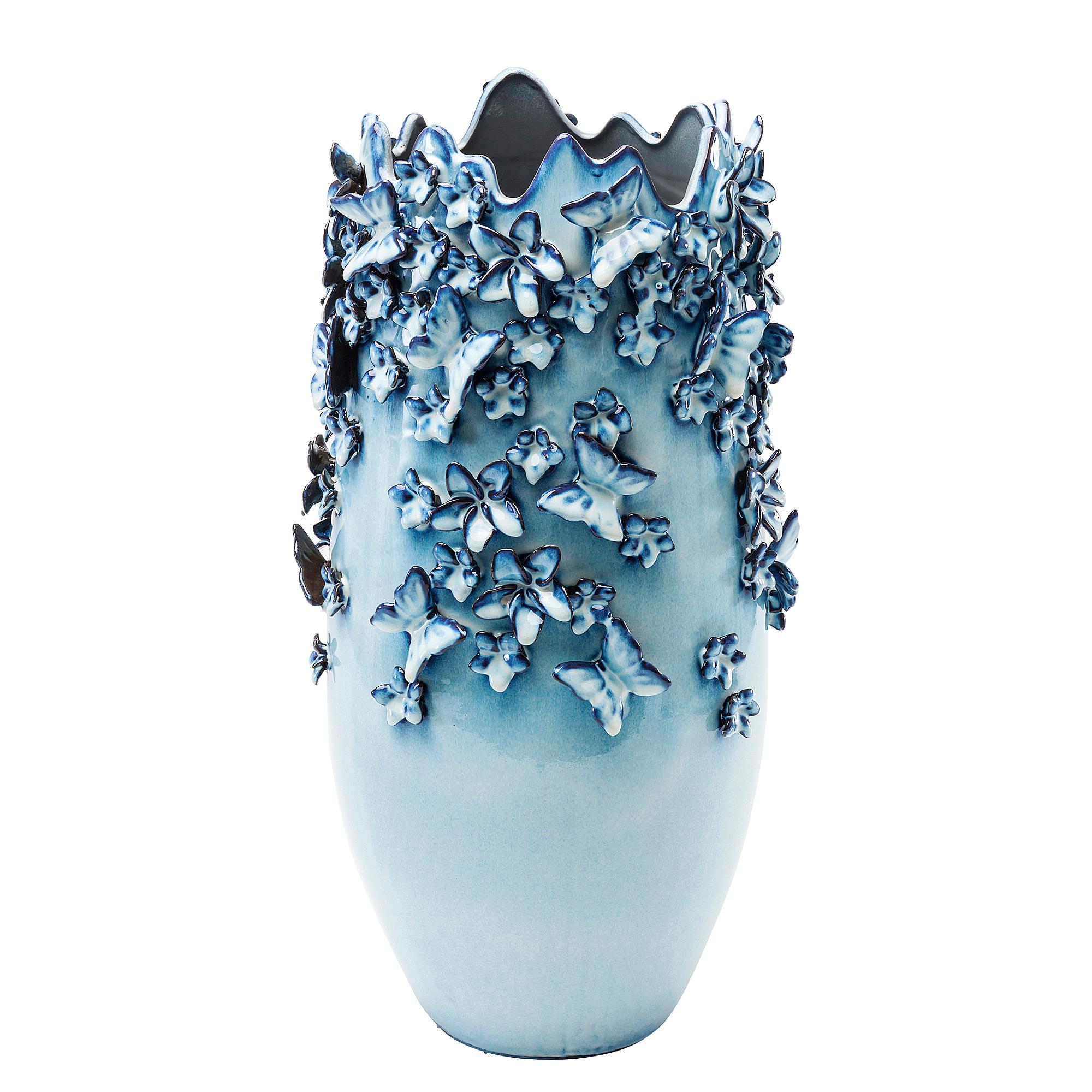 Butterfly Typ B Vase Steingut Blau 28x50x28cm 1