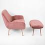 Moby Sessel und Hocker Chrom Samt Rosa 4