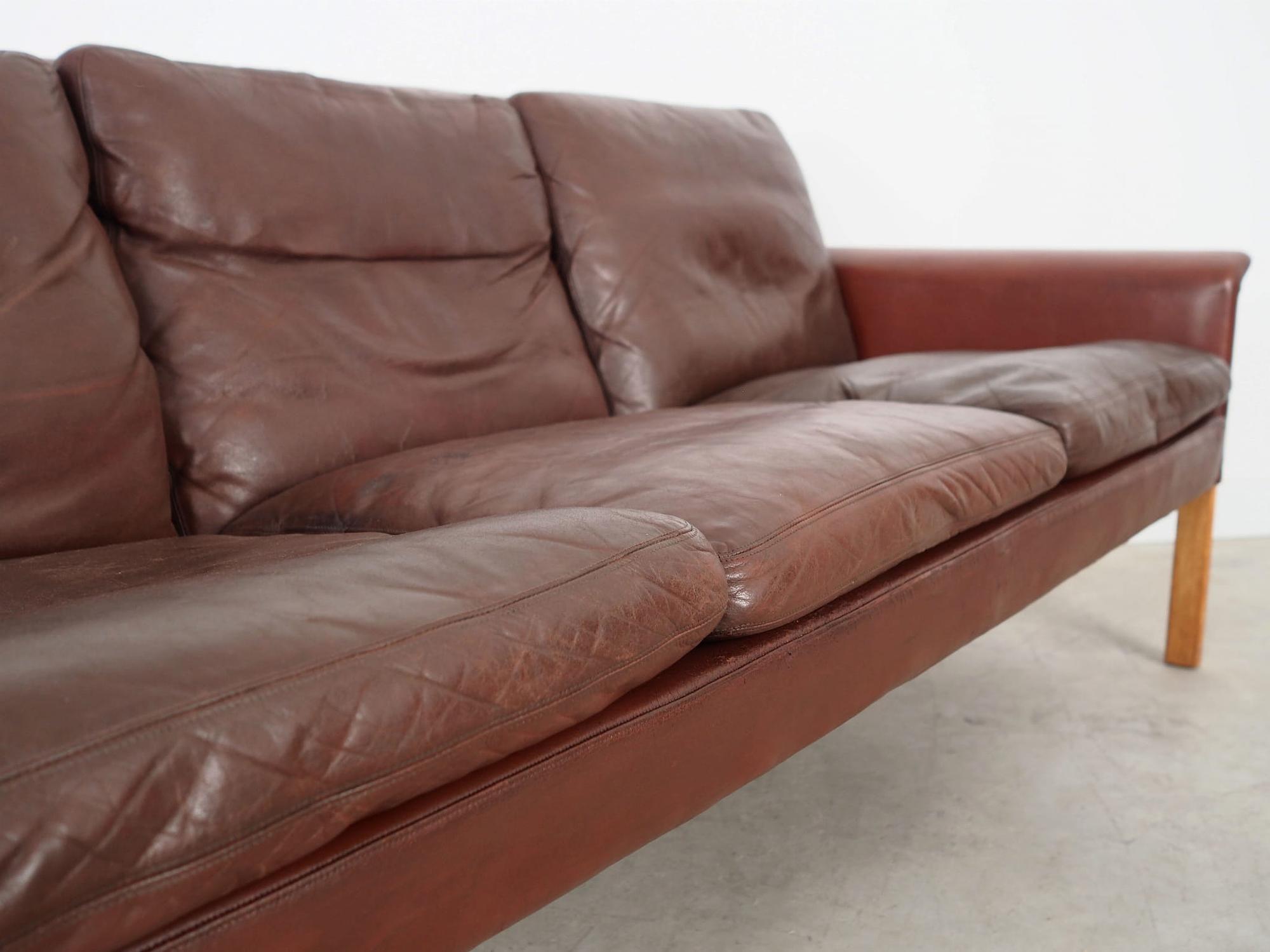 Sofa Leather Brown 1960s 10