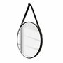 Mirror with lighting aluminum faux leather black 1