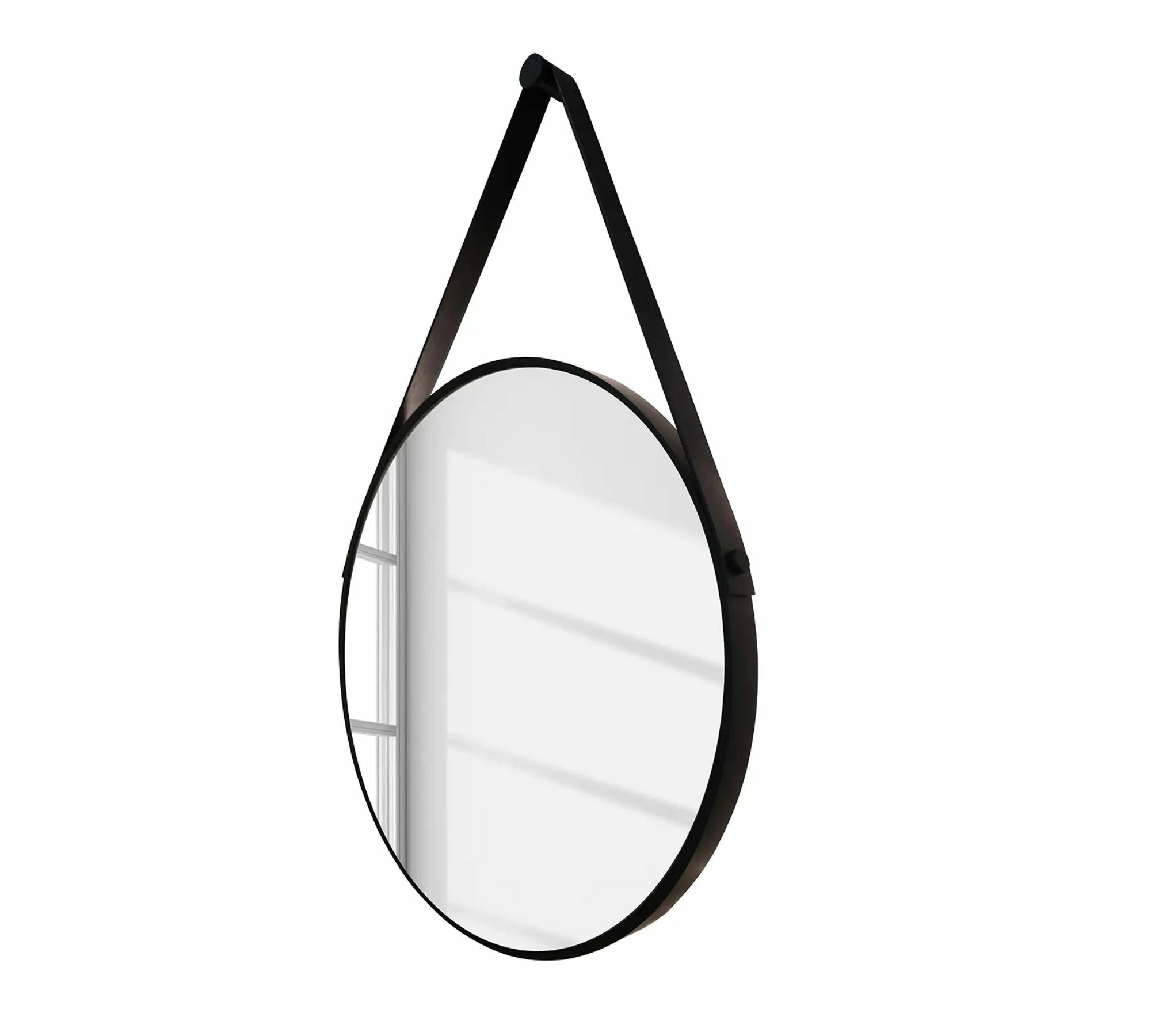 Mirror with lighting aluminum faux leather black 1