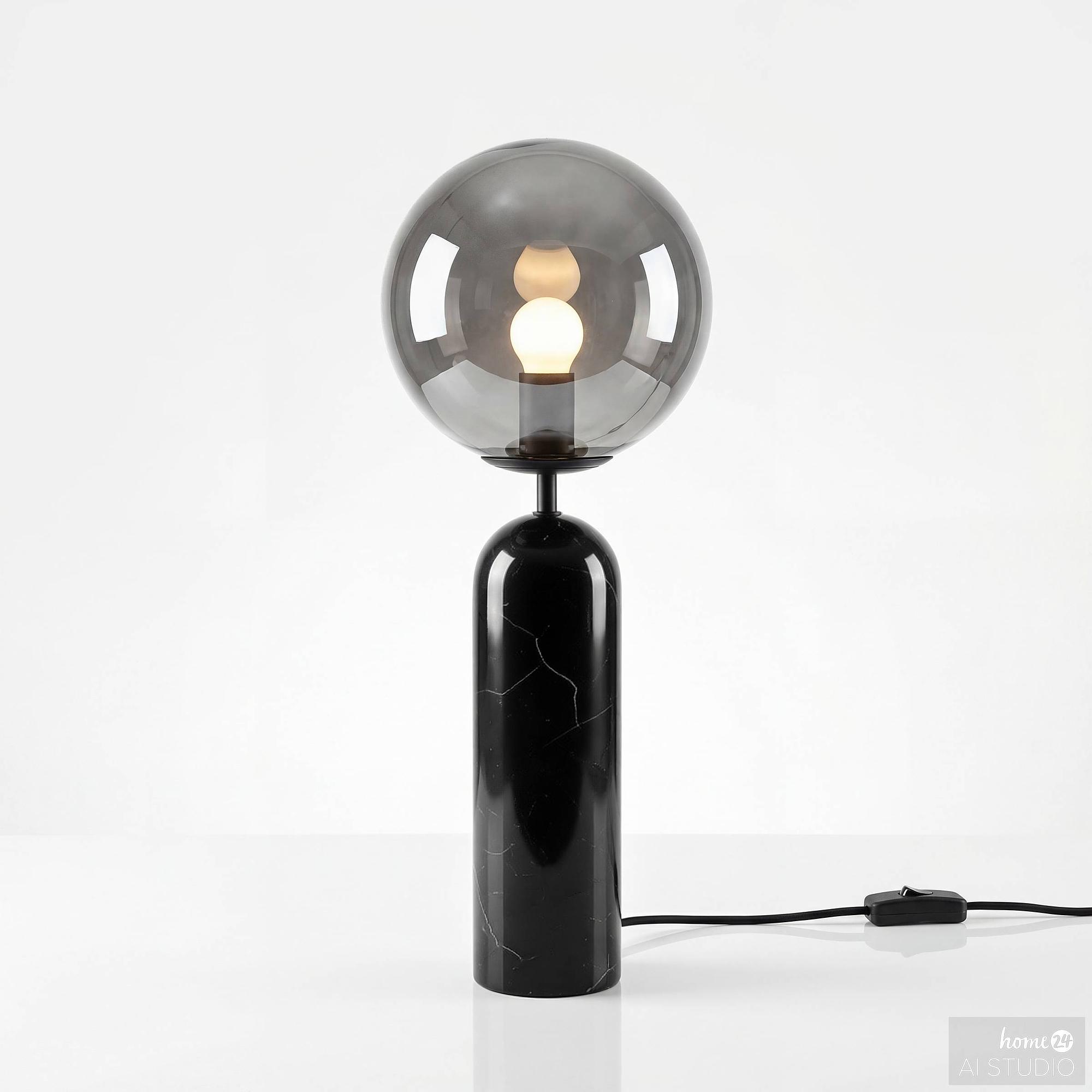 Tischleuchte Onara  1-Flammig Rauchglas Marmor Schwarz 3