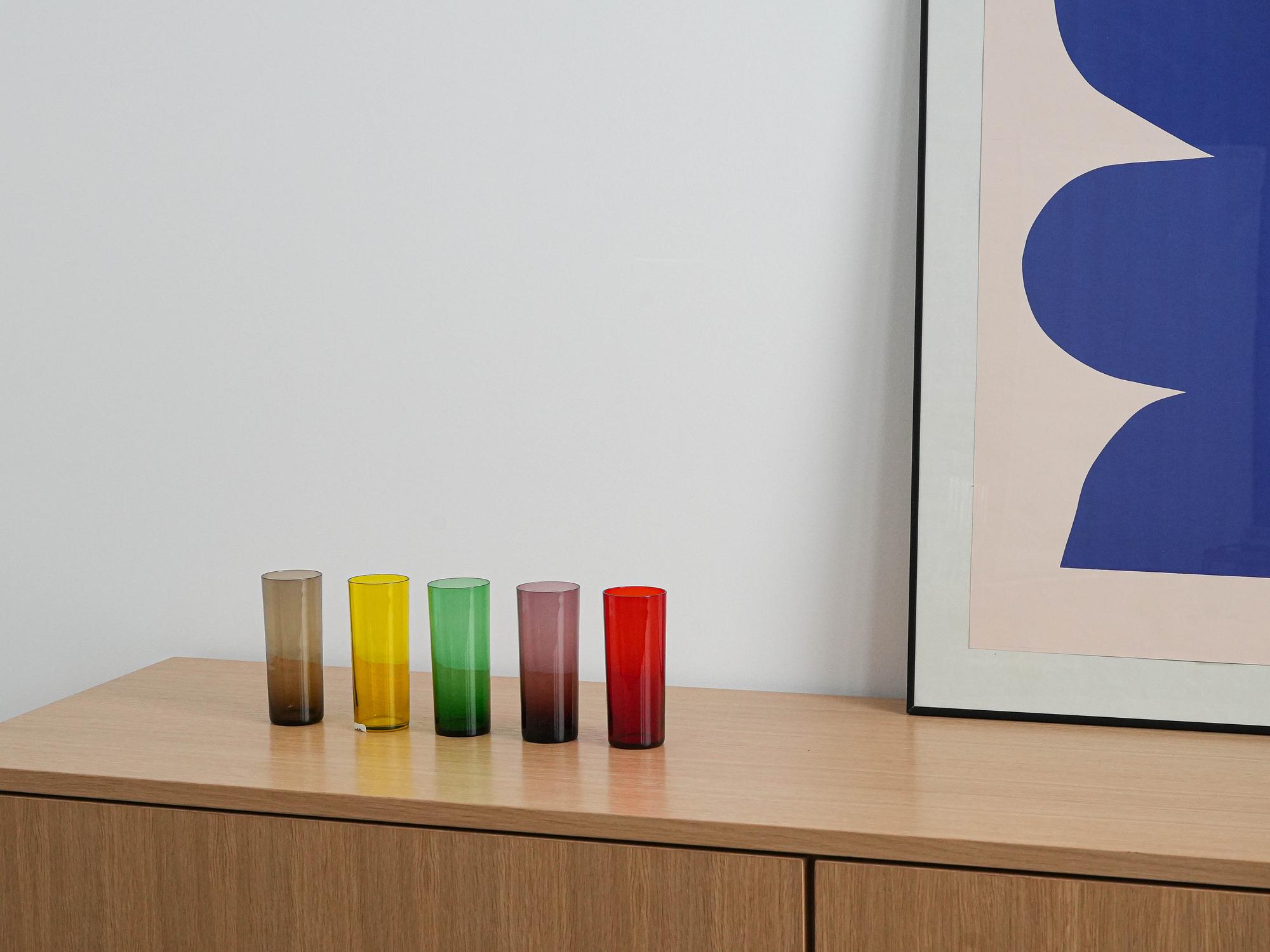 Glass Set Multicolored 1960s 1