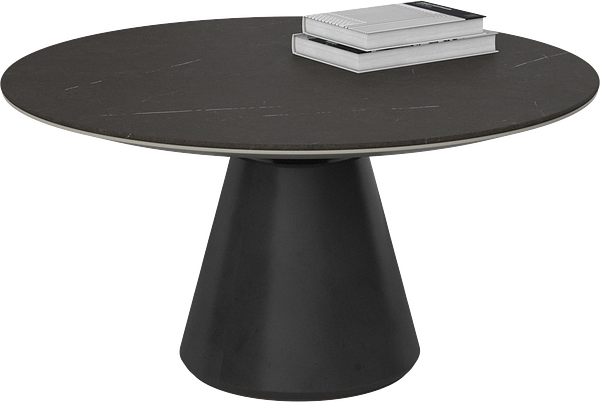 Madrid Couchtisch dunkle Marmorkeramik Ø 80cm 0