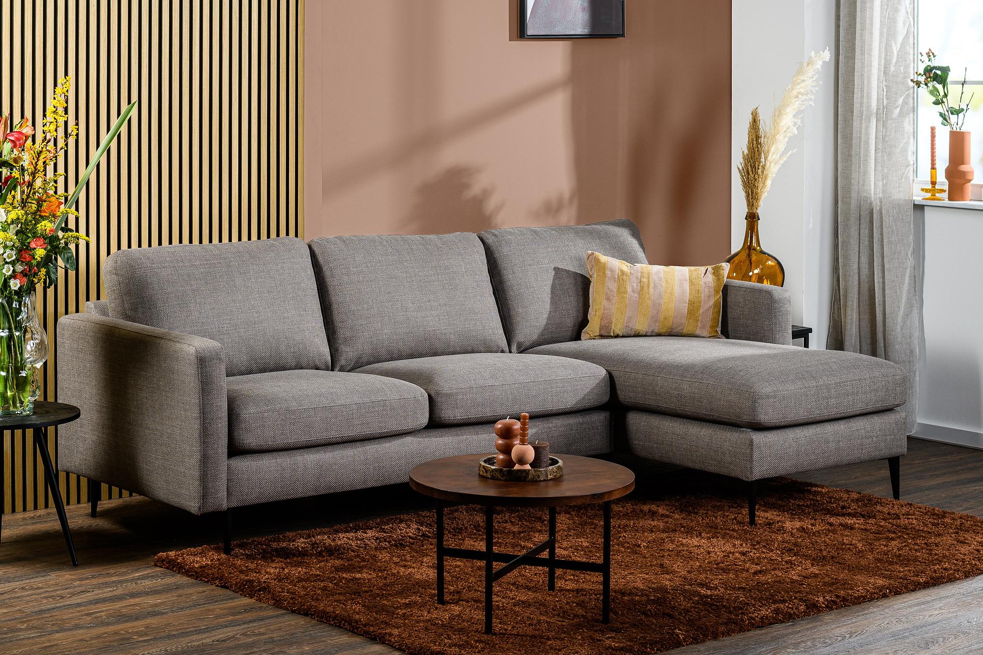 Sofa 3-Sitzer Chaiselongue Links Rechts Woven Grau 12