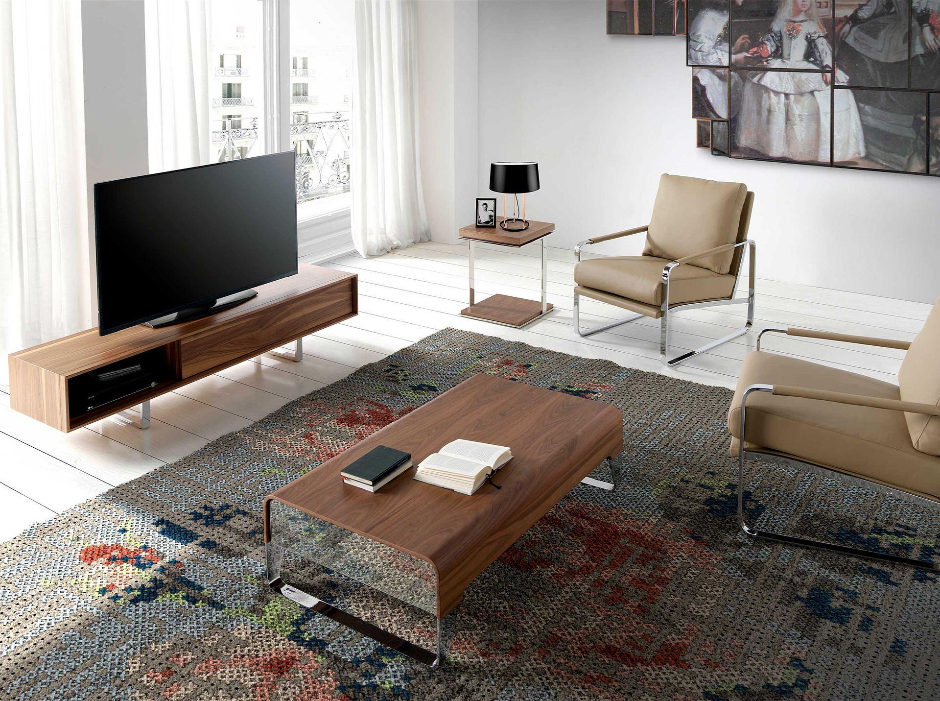 Rectangular coffee table Wood veneer Chrome-plated steel 4