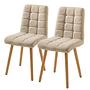 2x Polsterstuhl Doskie II Leinen Eiche Massiv Beige 0