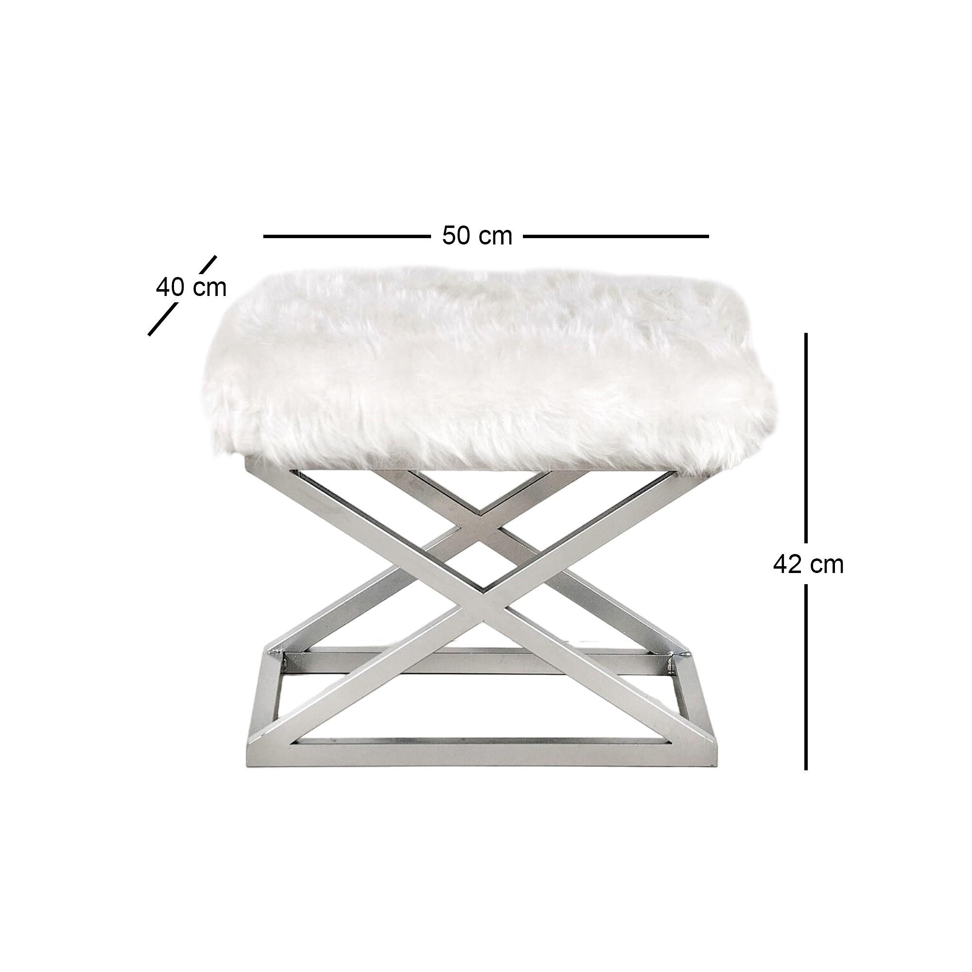 Capraz Plush Pouf Silber Weiß 3