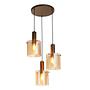 Pendant lamp 3-light Steel Glass Brown 0