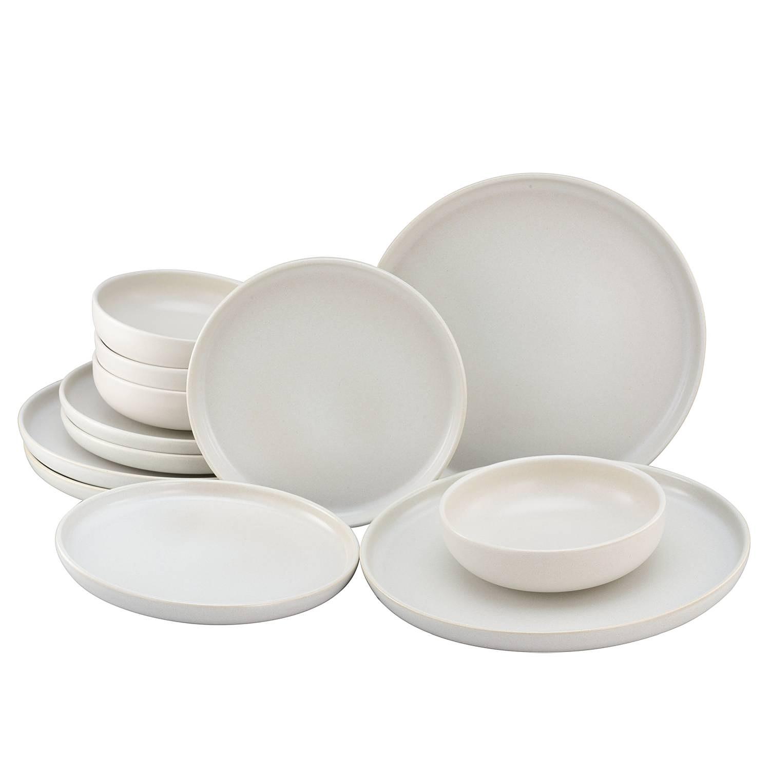 12x Tafelservice Uno Steinzeug Weiß 0