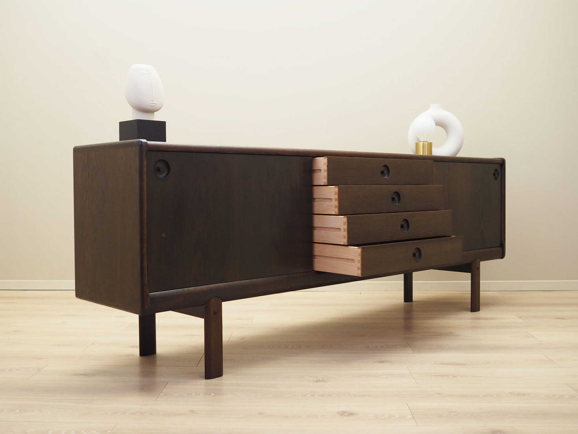 Vintage Sideboard Eichenholz Braun 1970er Jahre 6