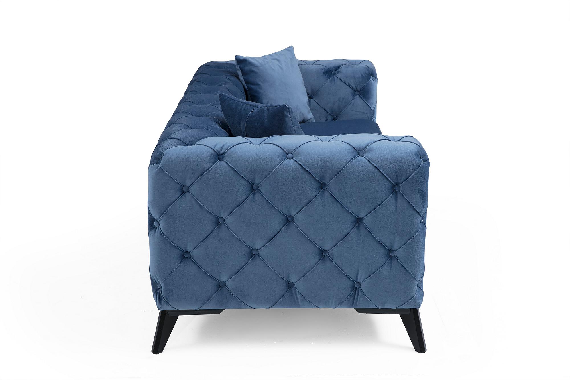 Como Sofa 2-Sitzer Blau mit schwarzen Beinen 5