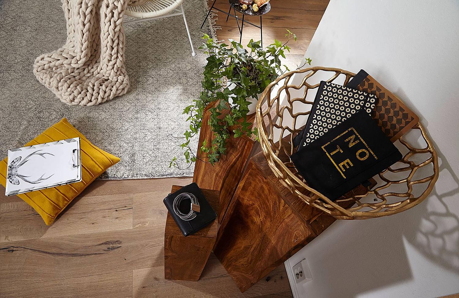 3x Lucia Beistelltisch Sheesham Massiv Dunkelbraun 4