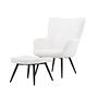 Como Armchair with Footstool Bouclé Black White 1