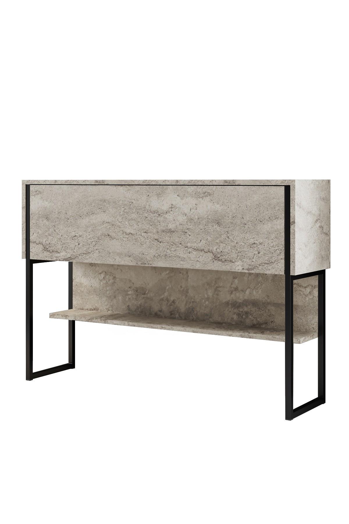 Luxe Sideboard Holz Travertine Schwarz 6