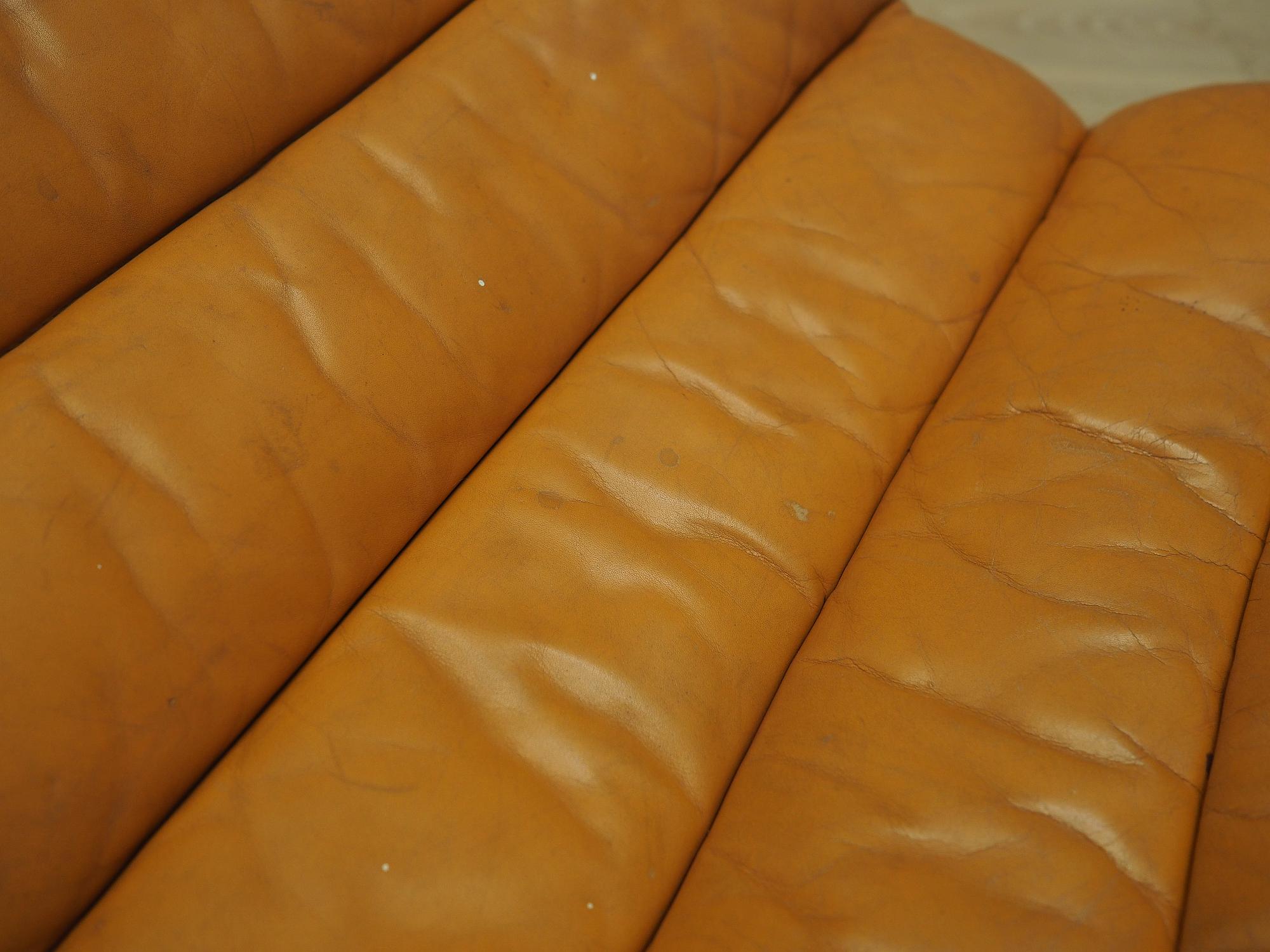 Lounge Chair Metal Leather Orange 1960s 13