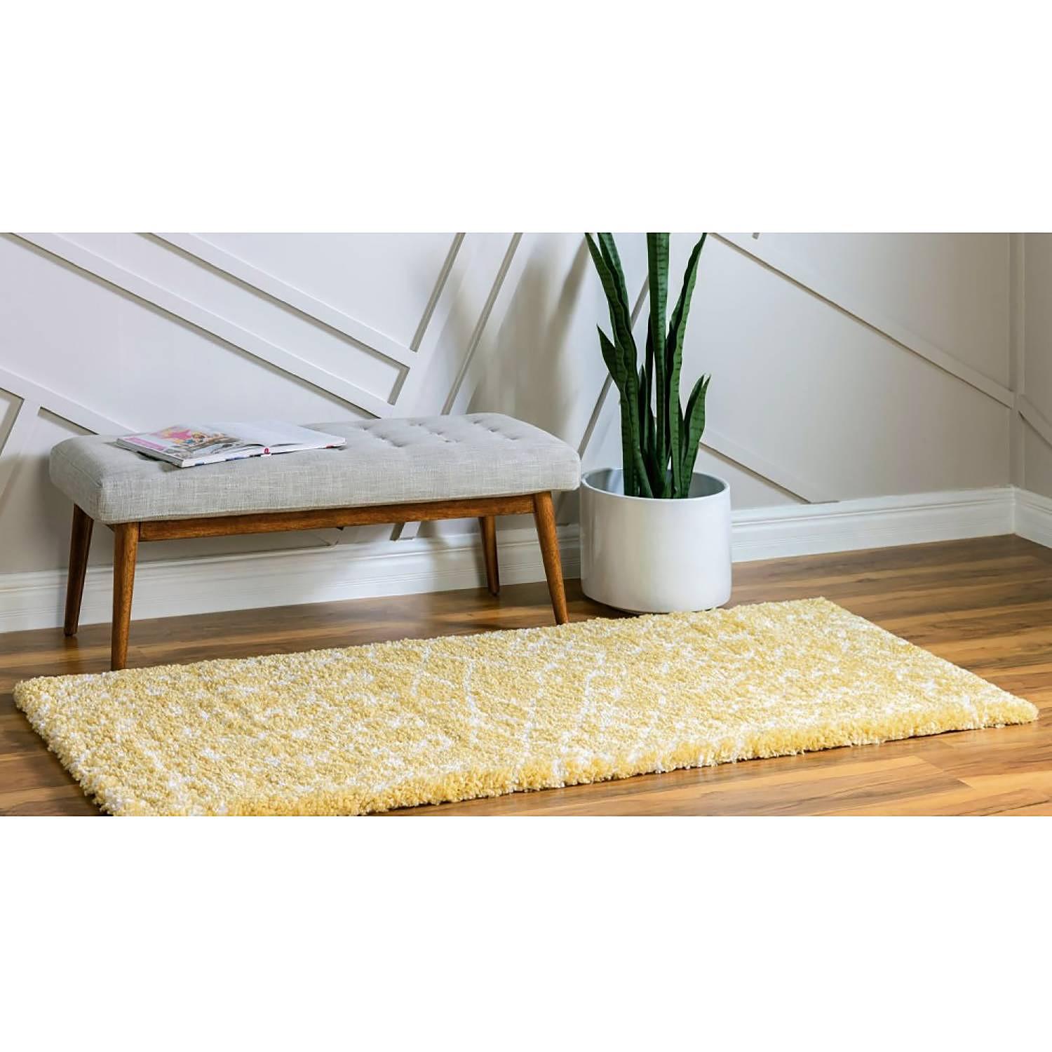 Runner Temara Shag I Polypropylene Jute Yellow 80 x 185 cm 3