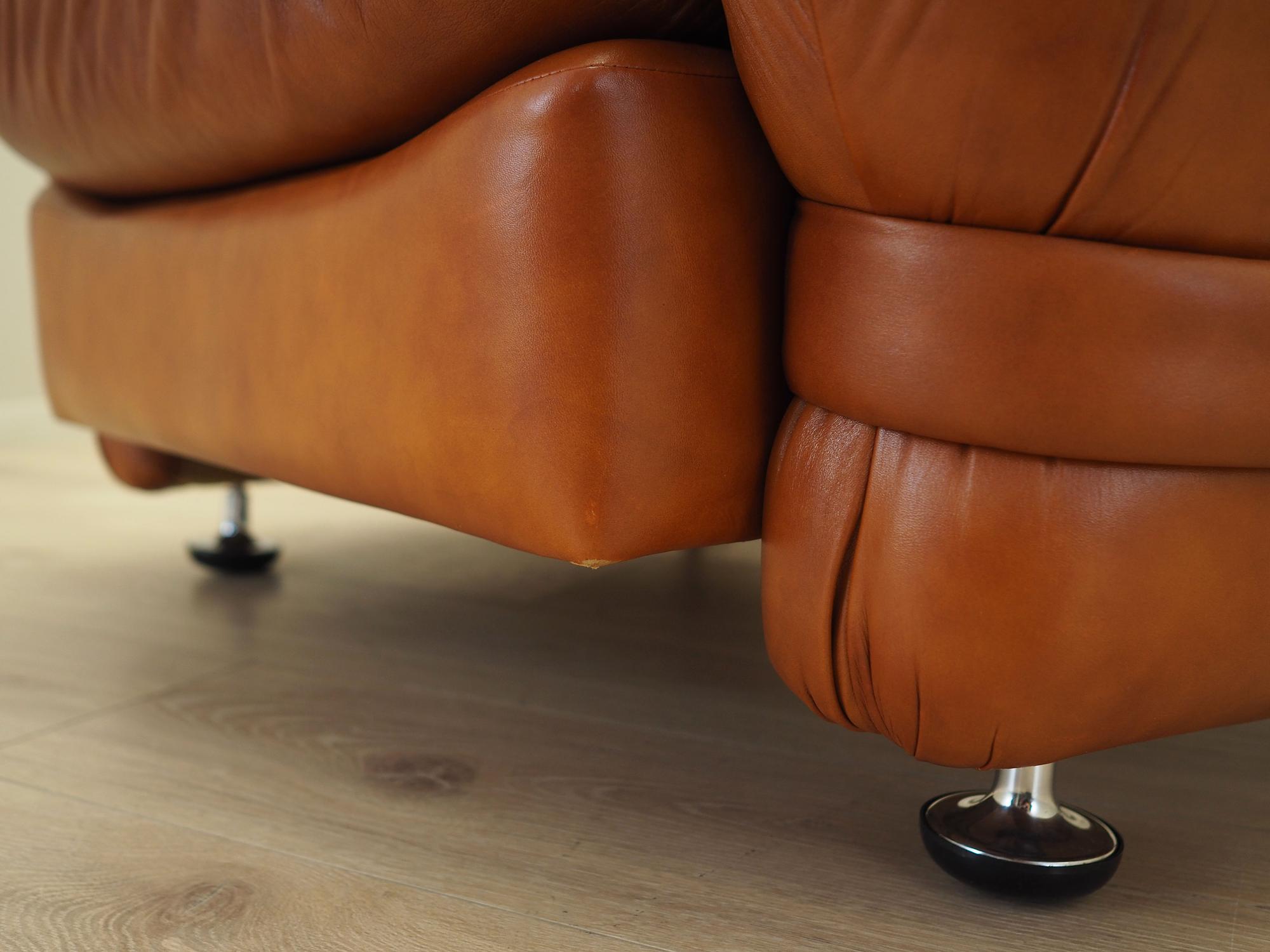 Sessel Leder Braun 1970er Jahre 14