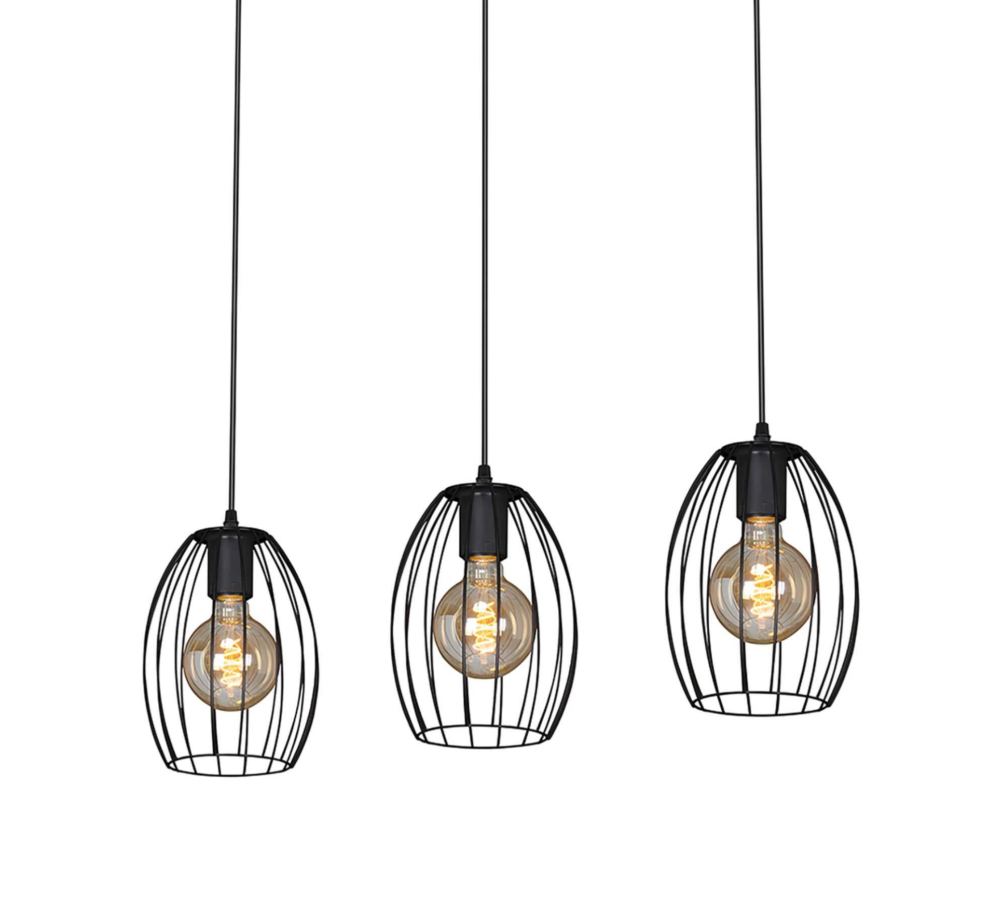 Pendant lamp 3-flame Rubber tree wood Metal 0