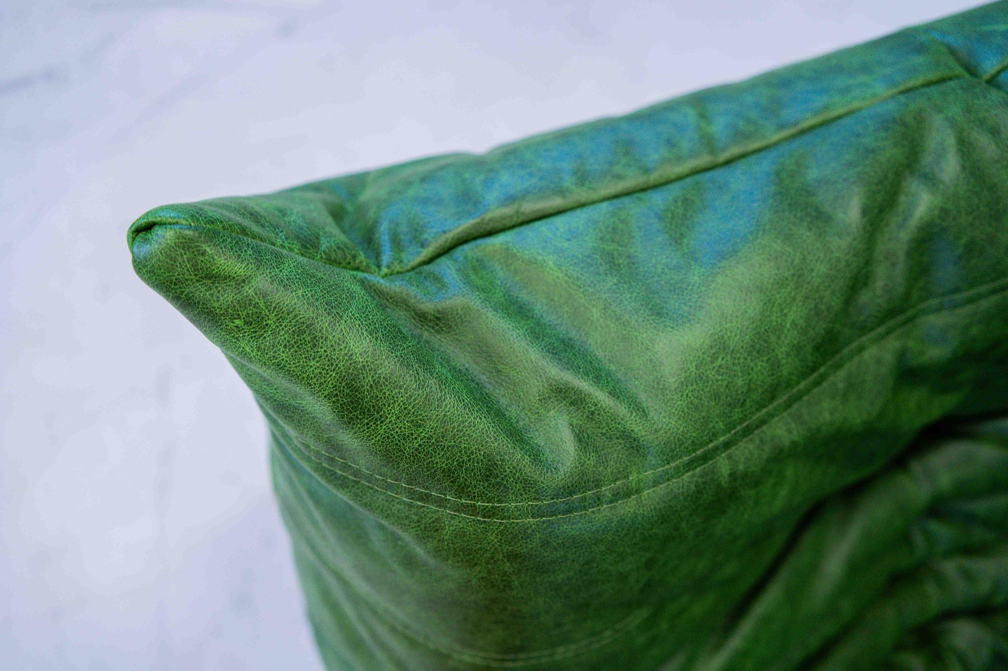 Divano Togo 2 posti con braccioli in pelle pull-up verde 7