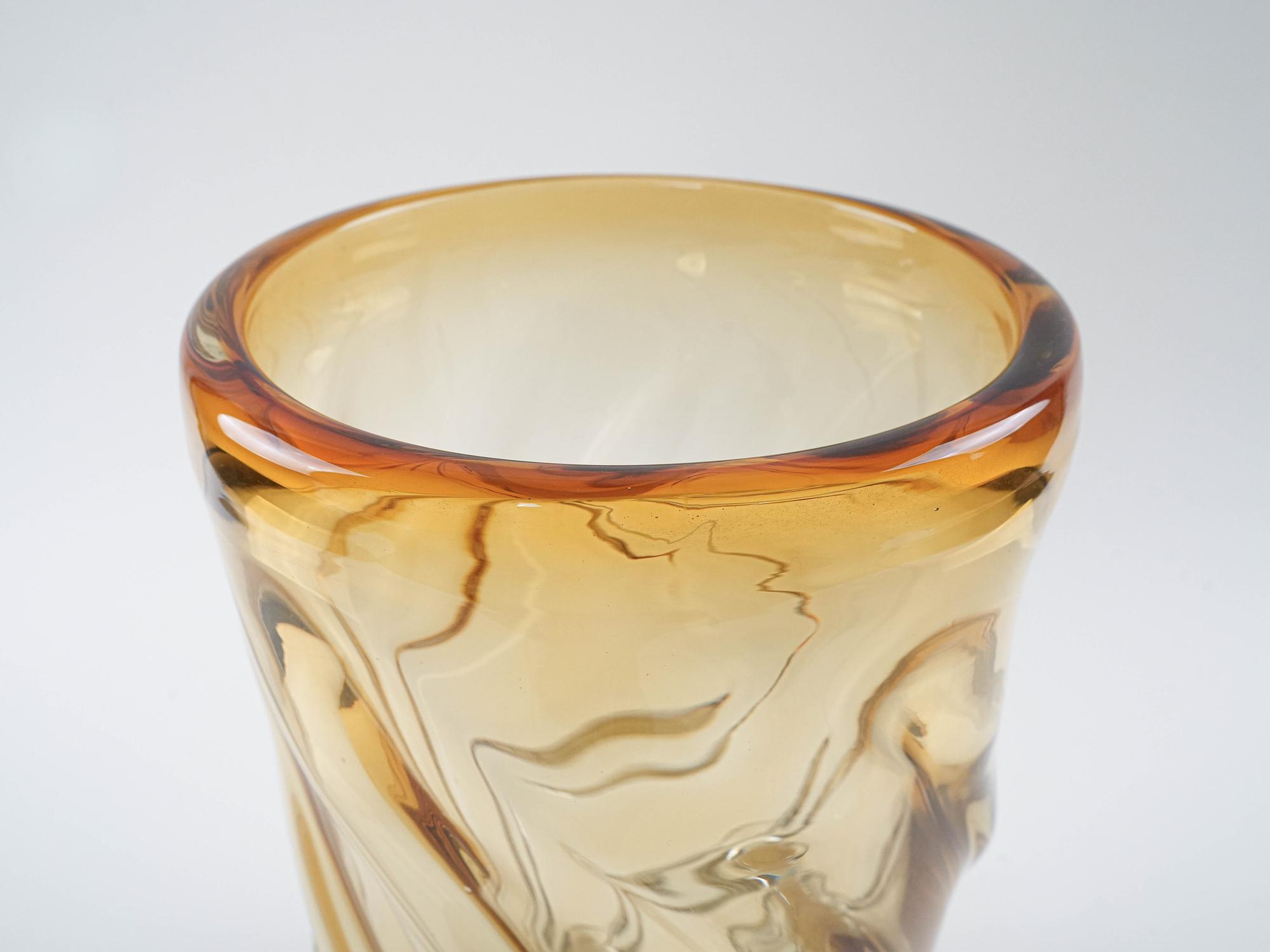 Decorative glass vase Yellow 1960s 6