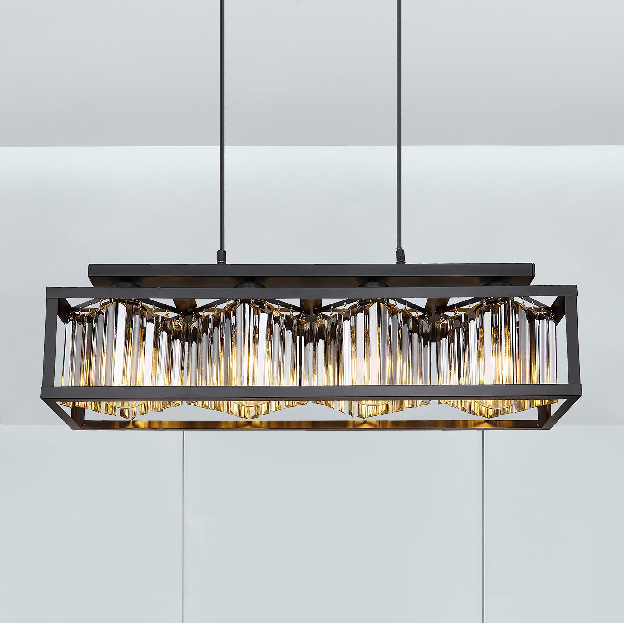 4-Flame Pendant Lamp Mathilde Smoked Glass Iron 1