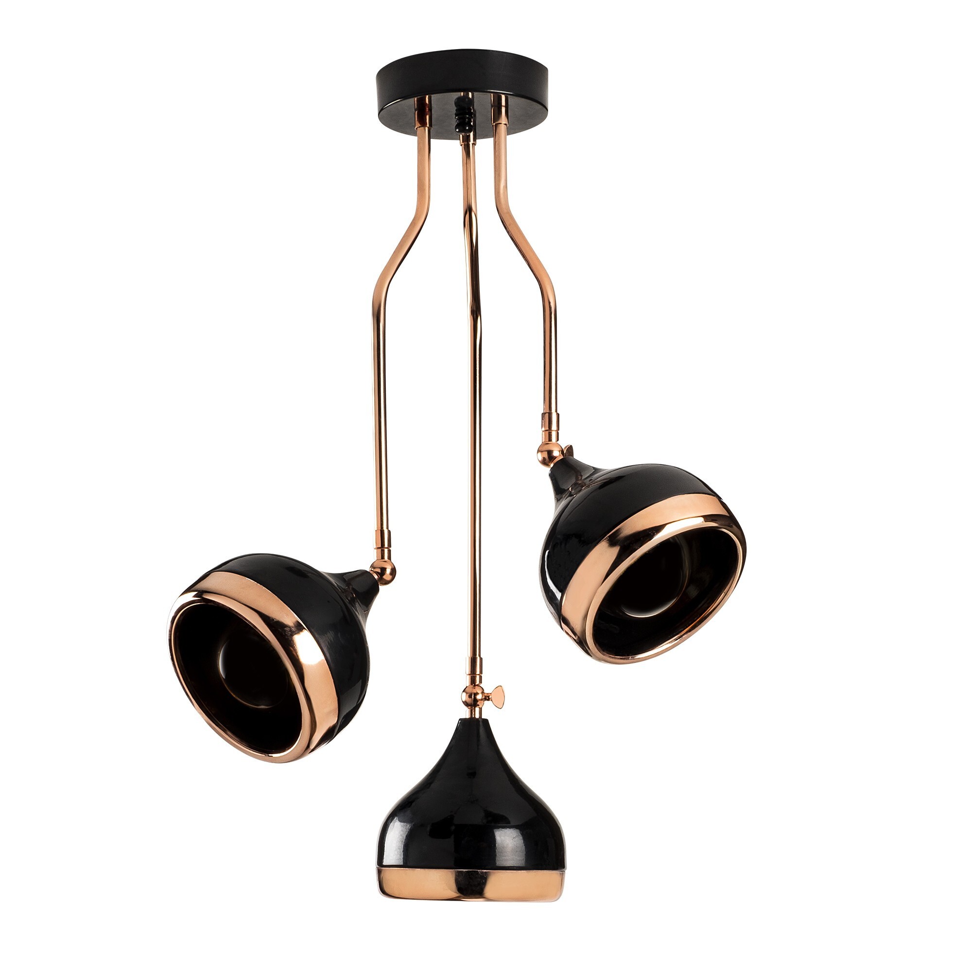 Pendant lamp 3 elements Height adjustable Metal Black 1