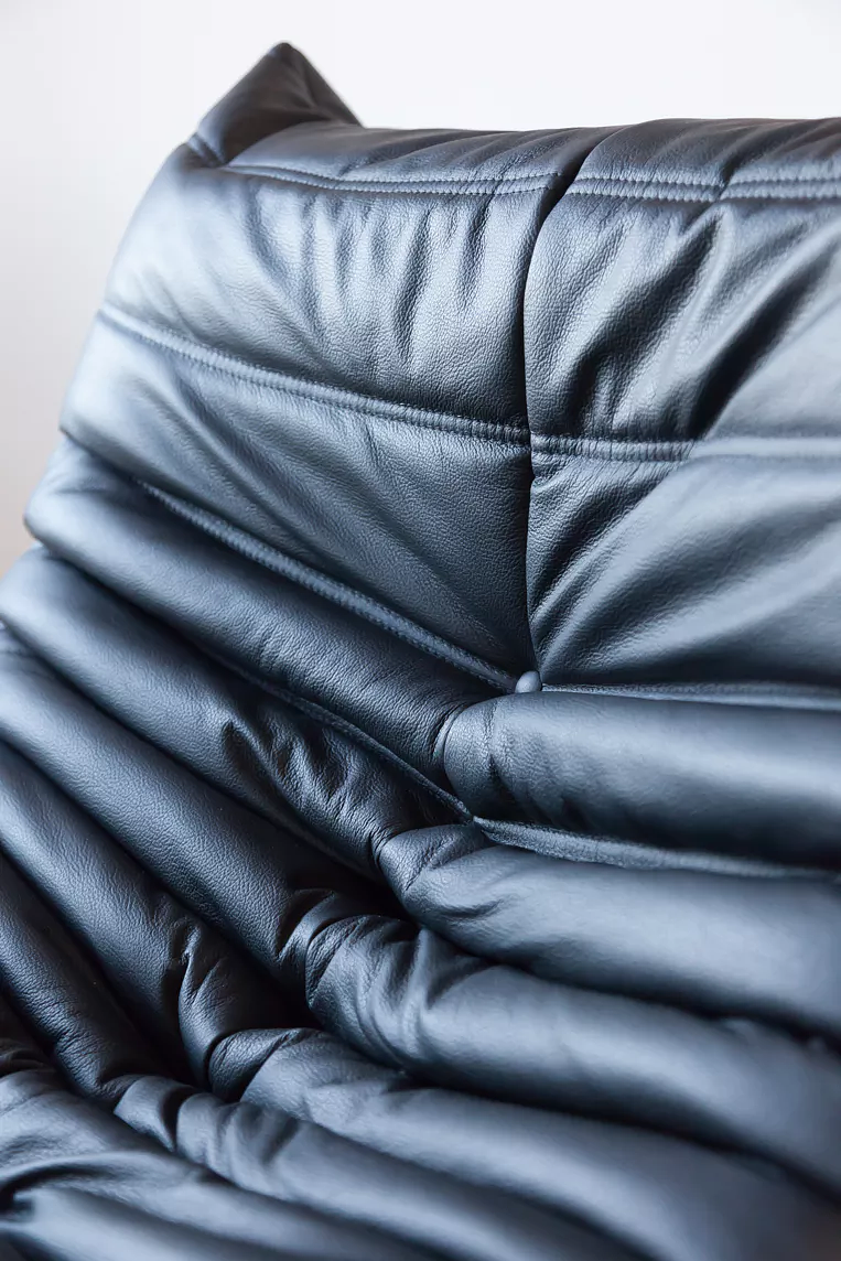 Togo corner sofa, Ottoman & 2x Armchair Madras-Leather Black 9