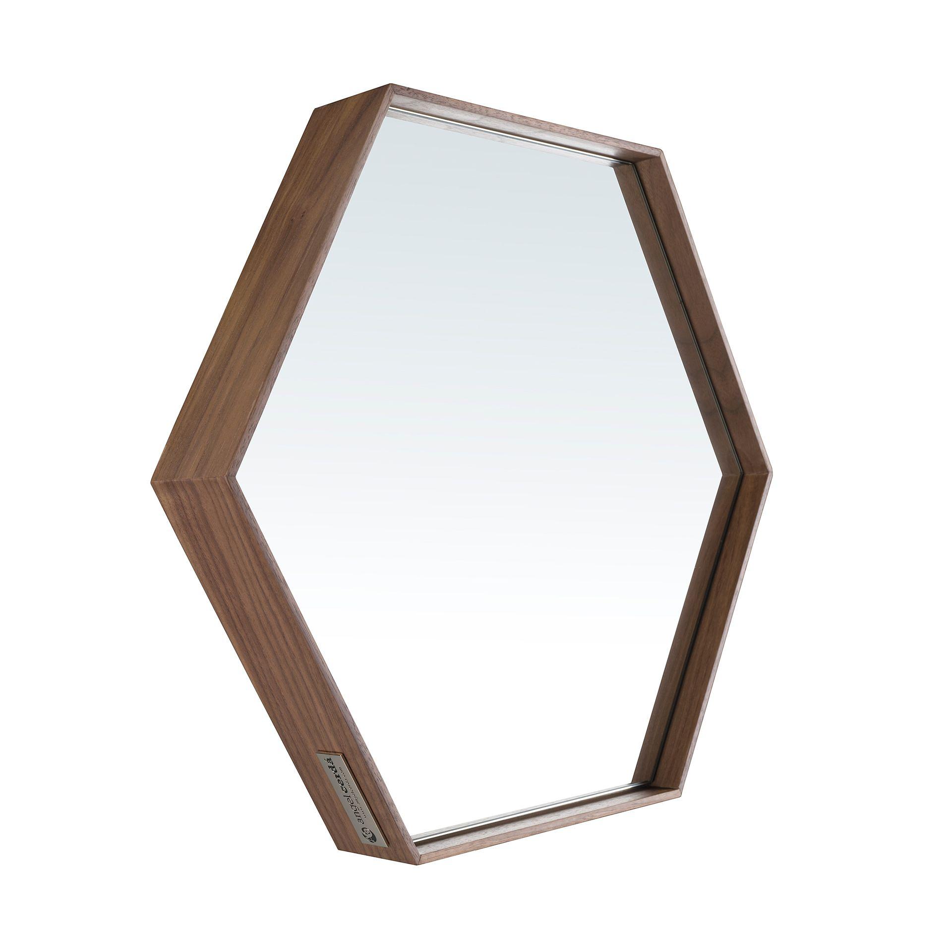 Hexagonal Wall Mirror Walnut 6