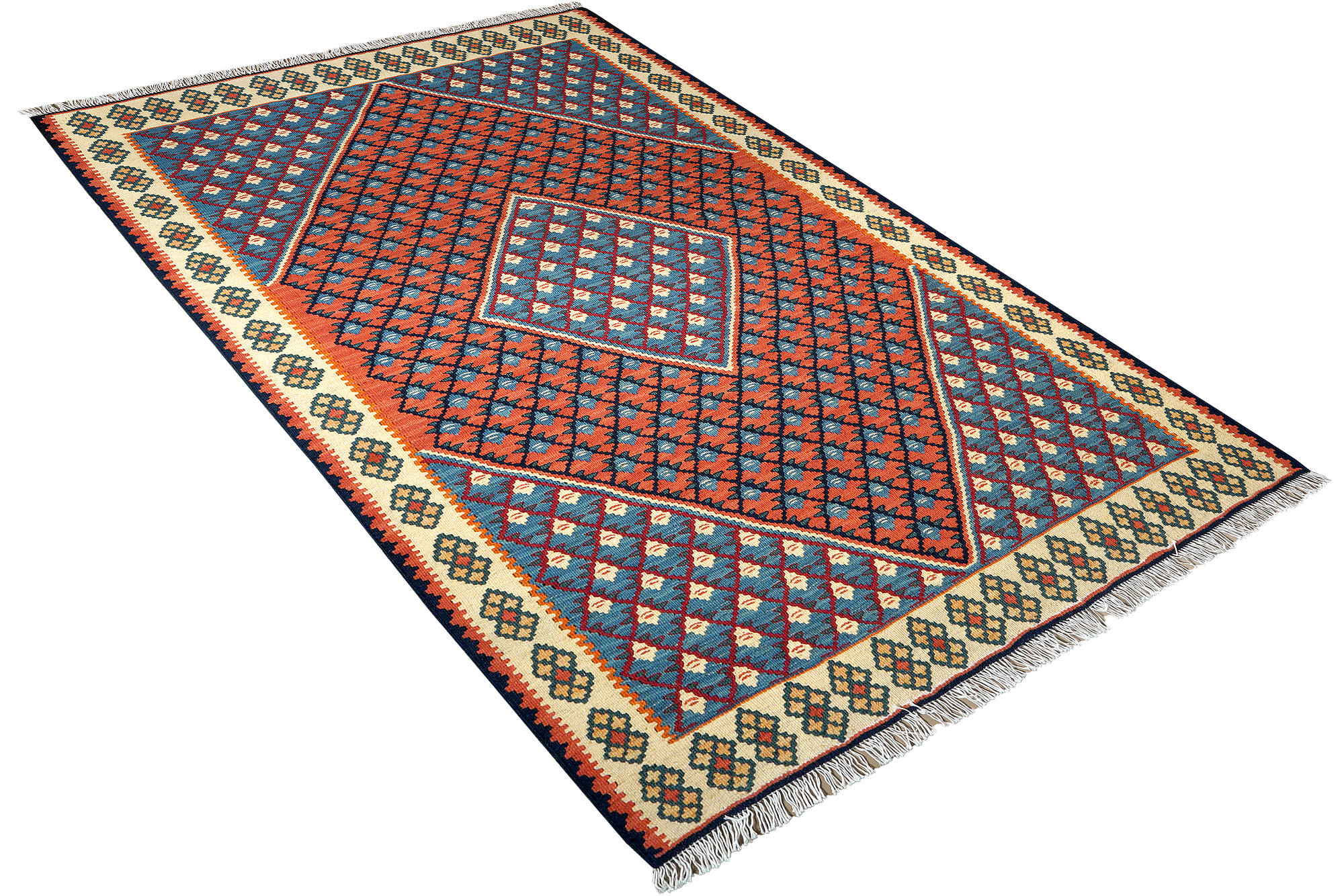 Kelim Senneh Teppich Wolle Rot 2