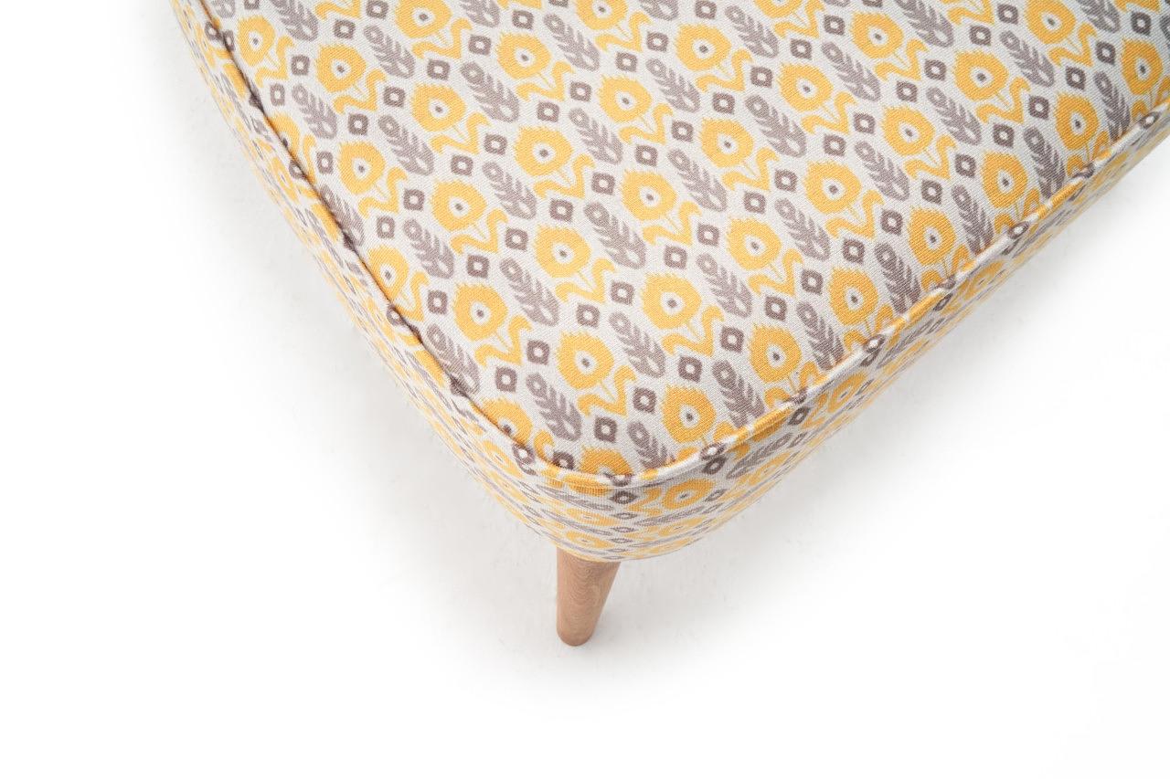 Ohrensessel Textil Holzfurnier Gelb Gemustert 4