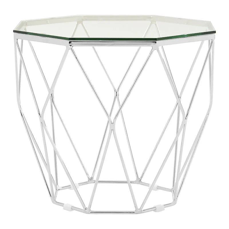 Allure Tempered Glass und Chrome Sechseck Beistelltisch
 3